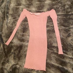 Pink Bodycon Off-Shoulder Dress
